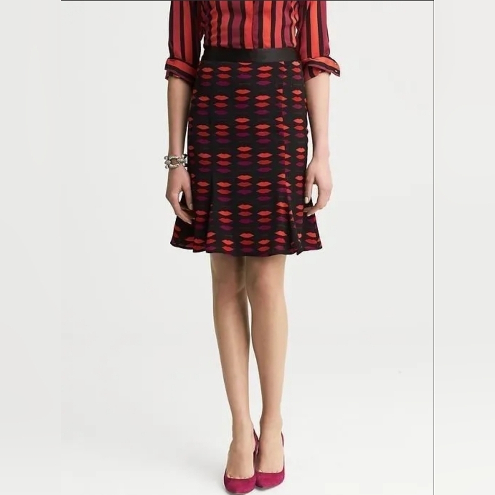 L'Wren Scott Lip Print Wiggle Skirt for Banana Republic Sz 6